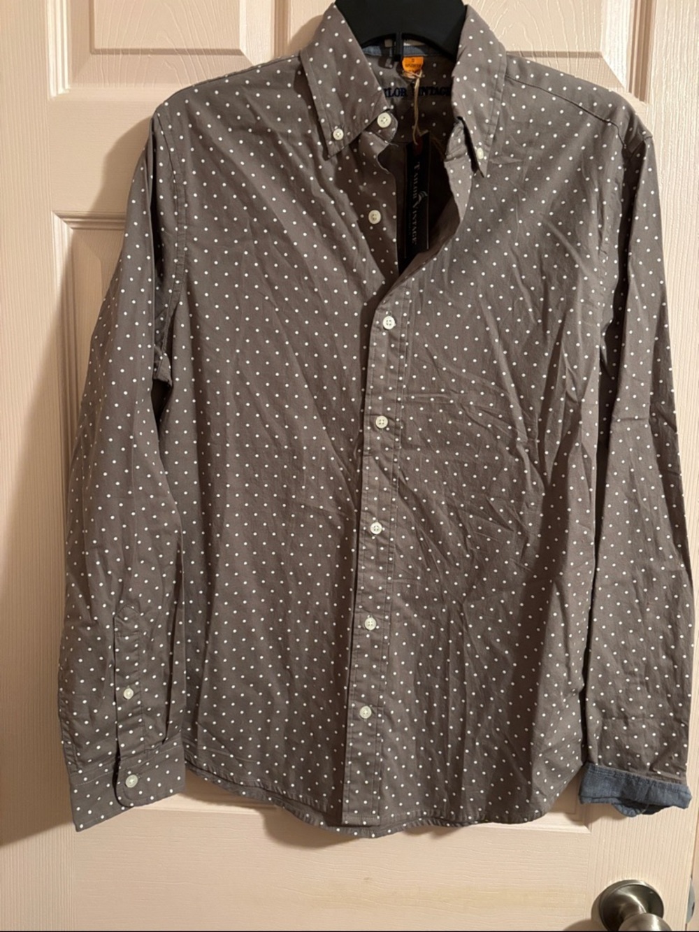 Tailor Vintage Gray Polka Dot Button-Down Shirt